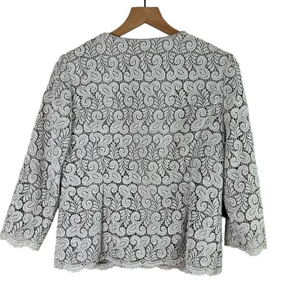 Talbots Silver Lace Cardigan Blazer Special Occasion Dress Jacket, Size 6 - Picture 8 of 8